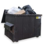 dumpster-150x150 - Ferraro Law Firm black dumpster filled with trash