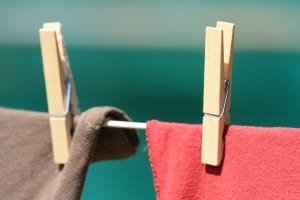 clothes drying outdoors on clothing line 